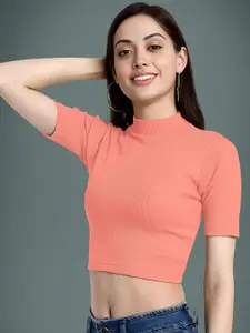 Dream Beauty Fashion Women High Neck Ribbed Fitted Crop Top