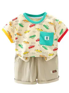 StyleCast x Revolte Boys Printed Pure Cotton T-shirt With Shorts