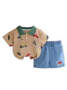 StyleCast x Revolte Boys Pure Cotton Printed T-shirt With Shorts