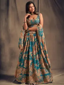 DIVASTRI Embellished Sequinned Semi-Stitched Lehenga & Unstitched Blouse With Dupatta
