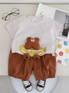 StyleCast x Revolte Boys Printed Round Neck Pure Cotton T-shirt With Shorts