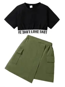 StyleCast x Revolte Girls Printed Round Neck Top With Skirt