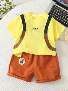 StyleCast x Revolte Boys Printed Round Neck Pure Cotton T-shirt With Shorts