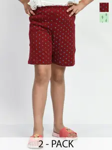 BAESD Girls Cotton Pack Of 2 Printed Shorts