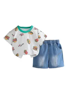 StyleCast x Revolte Boys Pure Cotton Printed T-shirt With Shorts