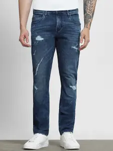 Mufti Men Slim Fit Mildly Distressed Light Fade Stretchable Jeans