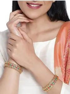 Anouk Set Of 2 Gold-Plated Stone Studded Bangles