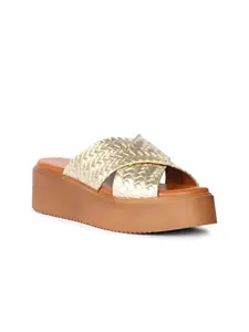 Viviblu Women Open Toe Woven Design PU Flatform Sandals