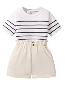 StyleCast x Revolte Girls Striped Round Neck Tshirt With Shorts