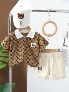 StyleCast x Revolte Boys Geometric Printed Pure Cotton T-shirt With Shorts