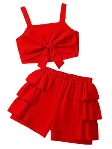 StyleCast x Revolte Girls Shoulder Straps Bow Top With Shorts