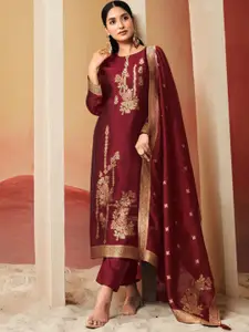 Stylee LIFESTYLE Embellished Pure Silk Unstitched Dress Material