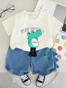 StyleCast x Revolte Boys Printed Round Neck Pure Cotton T-shirt With Shorts