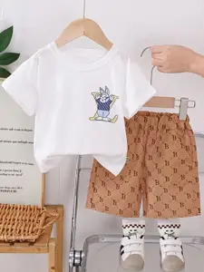 StyleCast x Revolte Boys Printed Pure Cotton T-shirt with Shorts