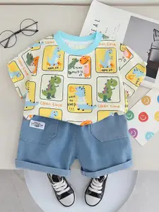 StyleCast x Revolte Boys Graphic Printed Pure Cotton T-shirt With Shorts