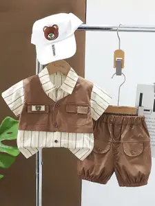 StyleCast x Revolte Boys Striped Pure Cotton Shirt With Shorts