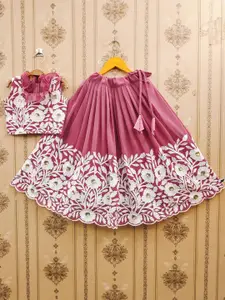 BAESD Girls Embroidered Thread Work Ready to Wear Lehenga &