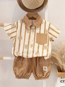 StyleCast x Revolte Boys Striped Pure Cotton T-shirt with Shorts