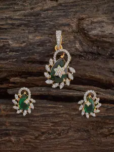 Kushal's Fashion Jewellery Gold-Plated Cubic Zirconia-Embellished Bridal Pendant Set