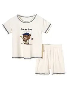 StyleCast x Revolte Boys Printed Round Neck Pure Cotton T-shirt With Shorts