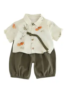 StyleCast x Revolte Boys Pure Cotton Printed Shirt With Shorts