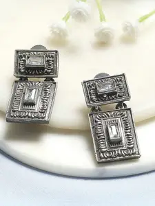 Biba Artificial Stones Studded Geometric Drop Earrings