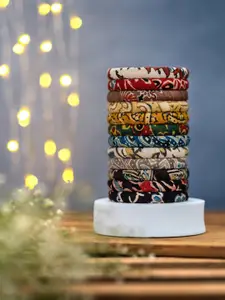 Taasha Craft Set Of 12 Threaded Bangles