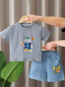 StyleCast x Revolte Boys Printed Round Neck T-shirt with Shorts