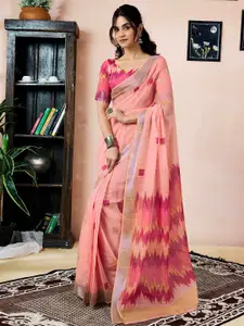 Satrani Women Ethnic Motifs Printed Pure Linen Ready to Wear Saree