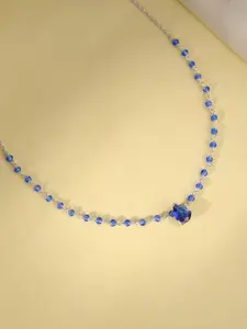 GIVA 925 Sterling Silver Rhodium-Plated CZ Stone-Studded Necklace