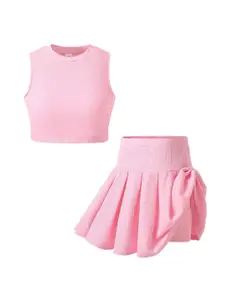 StyleCast x Revolte Girls Textured Sleeveless Top with Skirt