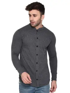 BEYOU FASHION Mandarin Collar Long Sleeves Cotton Casual Shirt