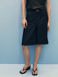 MANGO Women High-Rise Pure Cotton Straight Fit Jorts