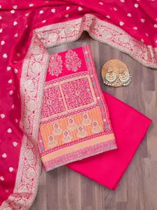 Koskii Floral Woven Design Cutdana Unstitched Dress Material