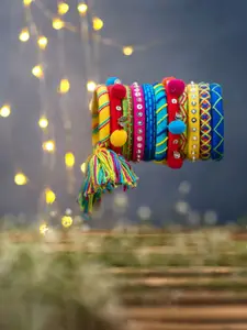 Taasha Craft Set Of 11 Thread & Beaded Bangles