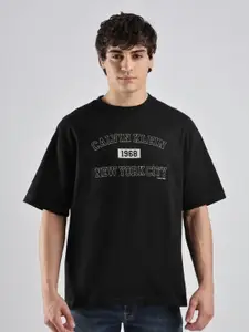 Calvin Klein Jeans Typography Embroidered Drop-Shoulder Sleeves Relaxed Fit T-shirt