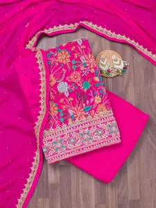 Koskii Floral Embellished Stonework Unstitched Dress Material