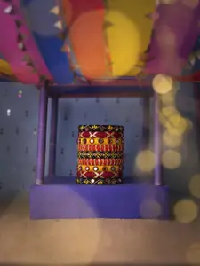 Taasha Craft Set Of 9 Threaded & Mirror Studded Bangles