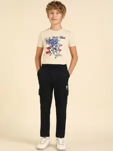 U.S. Polo Assn. Kids Boys Pure Cotton Mid-Rise Track Pants
