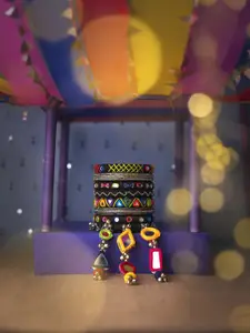 Taasha Craft Set Of 8 Threaded & Mirror Studded Beaded Bangles