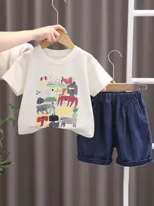 StyleCast x Revolte Boys Animal Printed Round Neck T-shirt With Shorts