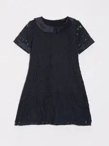 Allen Solly Junior Girls Lace Floral Peter Pan Collar A-Line Dress