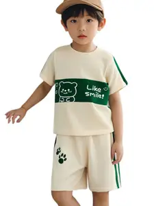 StyleCast x Revolte Boys Typography Printed Round Neck T-shirt With Shorts