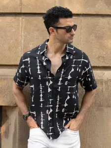 Powerlook Men Abstract Printed Spread Collar Casual Shirt