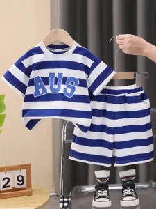 StyleCast x Revolte Boys Striped Round Neck T-shirt with Shorts