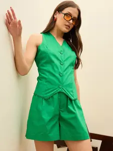 SASSAFRAS Pure Poplin Cotton Waistcoat With Shorts Co-Ords