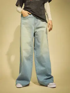 Flying Machine Women High Rise Ultra Wide Leg Stretchable Baggy Fit Jeans