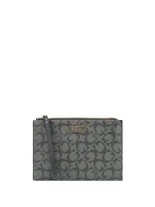 GUESS Women Faux Leather Brand Logo Printed Zip Around Wallet