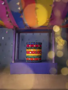 Taasha Craft Set Of 9 Threaded & Mirror Studded Bangles