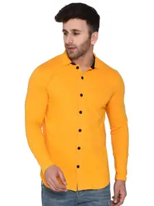 BEYOU FASHION Spread Collar Long Sleeves Cotton Casual Shirt